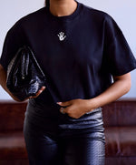 GHIOM ESSENTIAL CROP TEE - BLACK