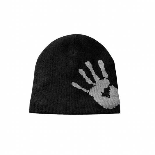 COVERED SATIN LINED BEANIE - BLACK