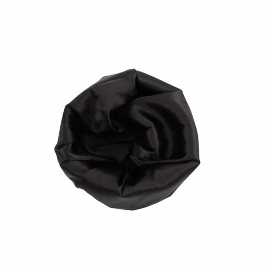 COVERED SATIN LINED BEANIE - BLACK