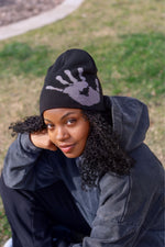 COVERED SATIN LINED BEANIE - BLACK