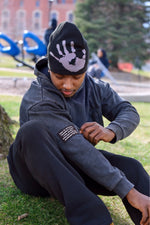 COVERED SATIN LINED BEANIE - BLACK