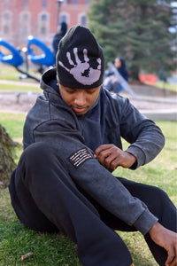COVERED SATIN LINED BEANIE - BLACK