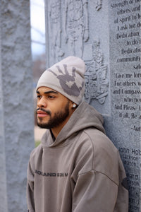 COVERED SATIN LINED BEANIE - GRAY