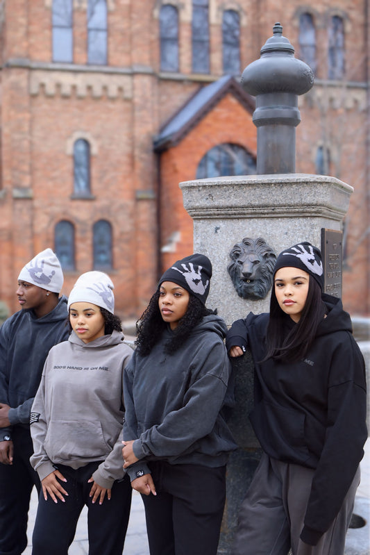 COVERED SATIN LINED BEANIE - BLACK